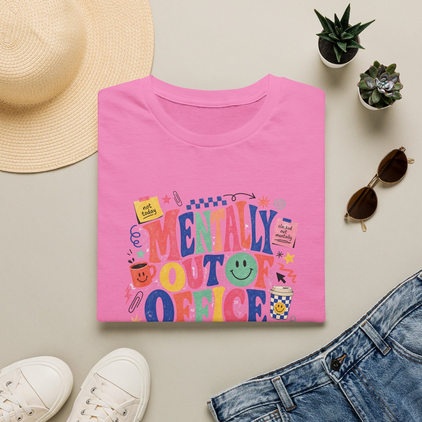 Mentally Out Of Office T-Shirt | Colorful Retro Graphic