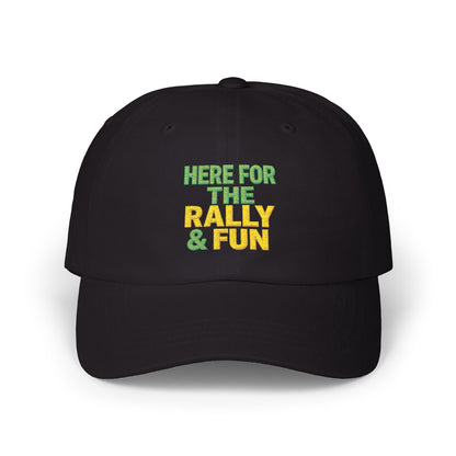 Here For The Rally & Fun Dad Cap | Embroidered Sport Rally Hat