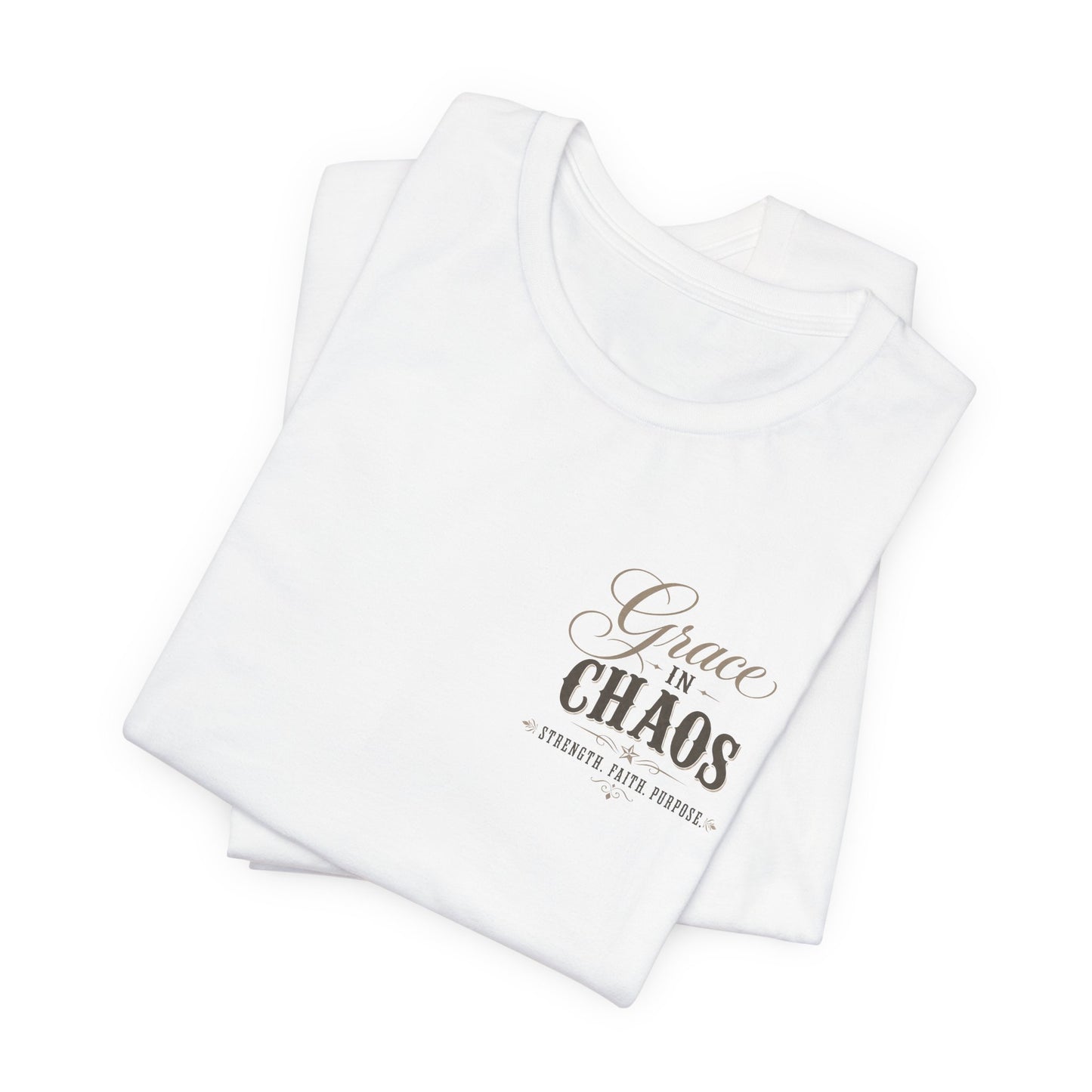 Grace in Chaos Tee | Inspirational scripture typography shirt