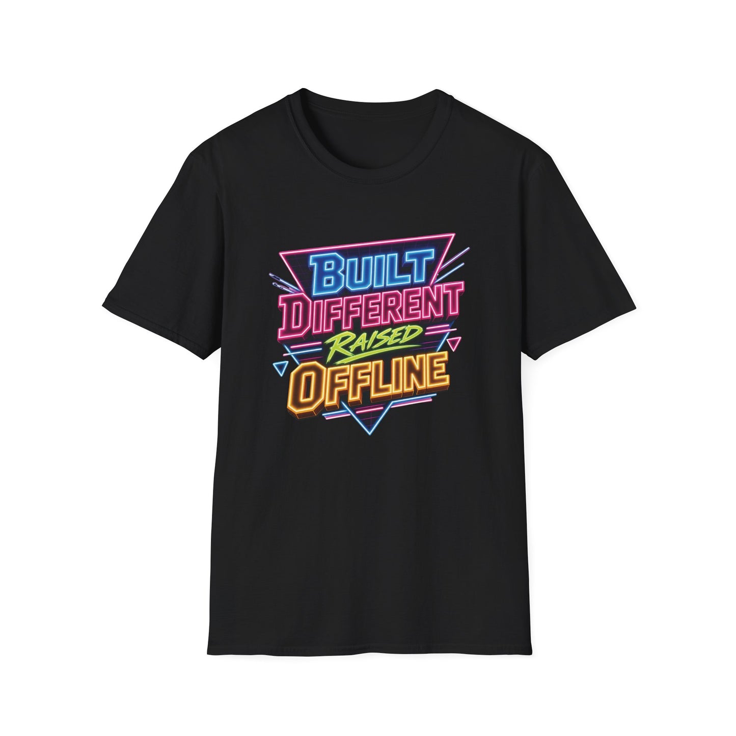 Built Different Raised Offline T-Shirt | Retro 80s Neon Graphic Tee