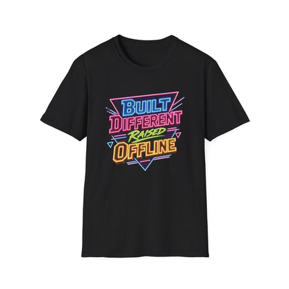 Built Different Raised Offline T-Shirt | Retro 80s Neon Graphic Tee
