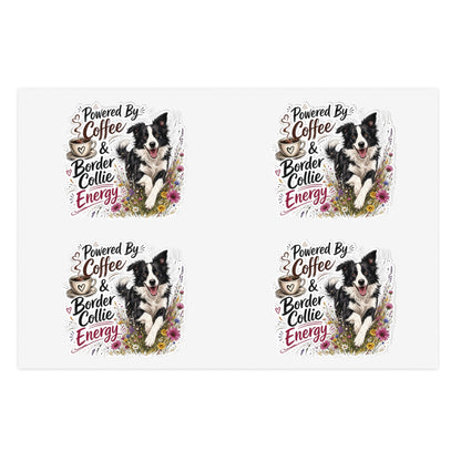 Powered by Coffee & Border Collie Energy Sticker Sheet | Dog Lover Planner Stickers