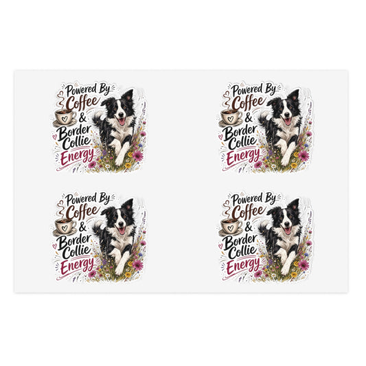 Powered by Coffee & Border Collie Energy Sticker Sheet | Dog Lover Planner Stickers