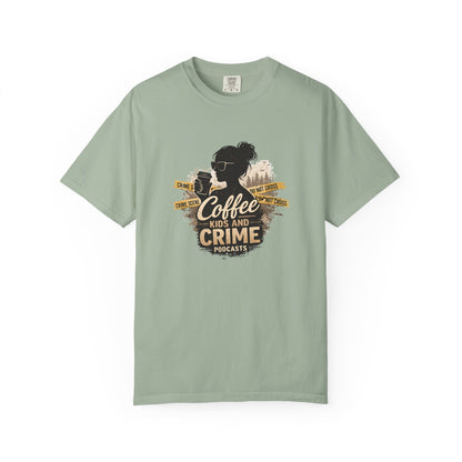Coffee Kids and Crime Podcast Mom T-Shirt | Coffee Mug Silhouette Tee