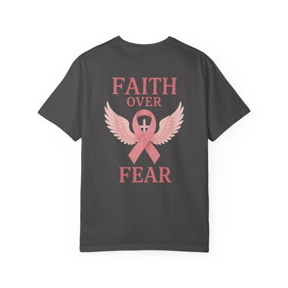 Faith Over Fear Angel Wings T-shirt, Breast Cancer Awareness Tee, Unisex Shirt, Religious Gift, Inspirational Clothing
