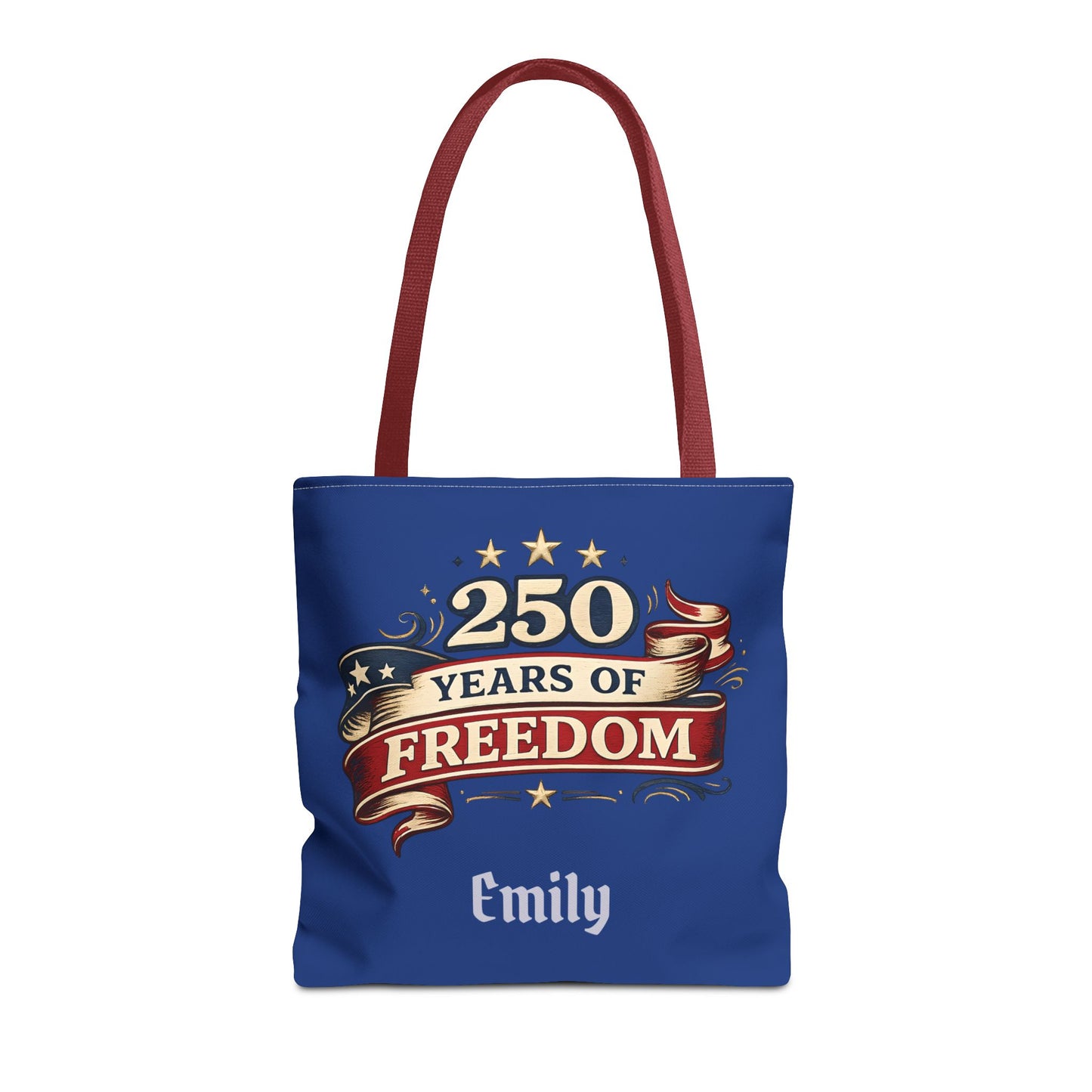 250 Years of Freedom Tote Bag | Patriotic Flag Ribbon Design