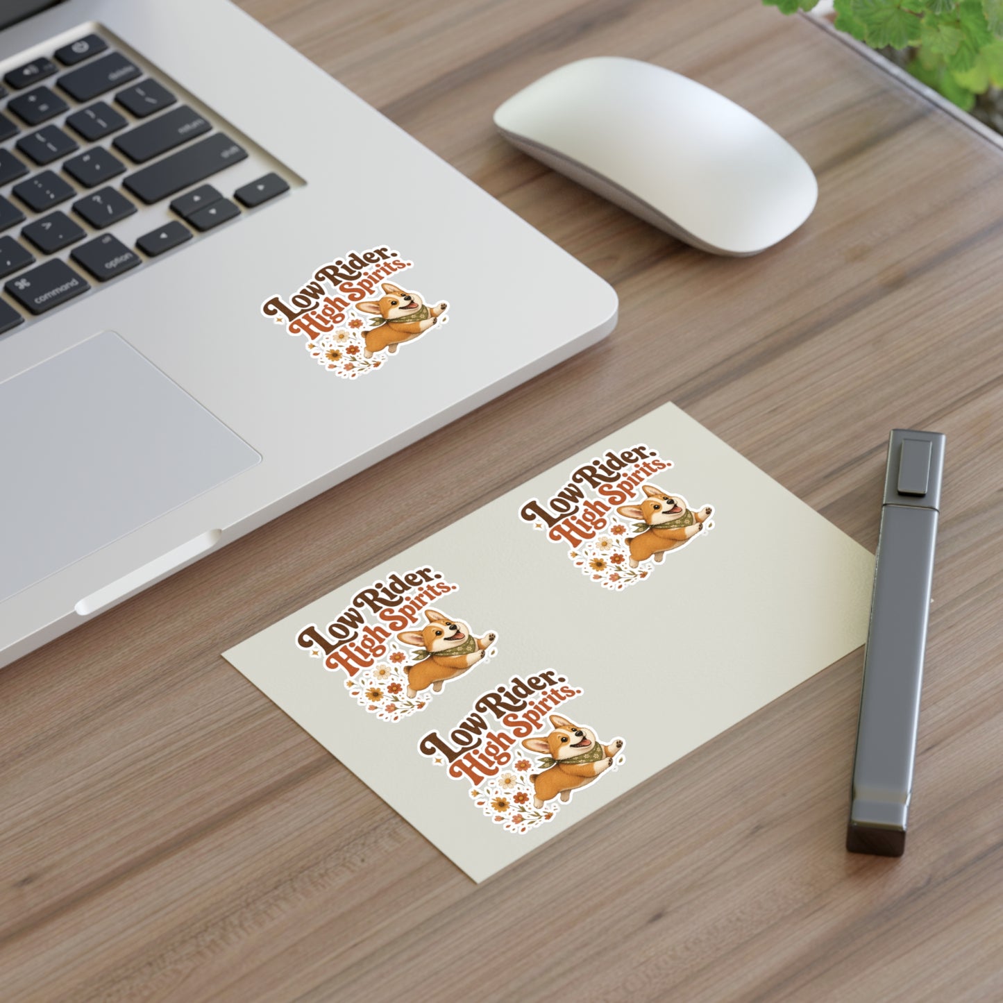 Low Rider High Spirits Corgi Sticker Sheet | Retro Floral Corgi Stickers