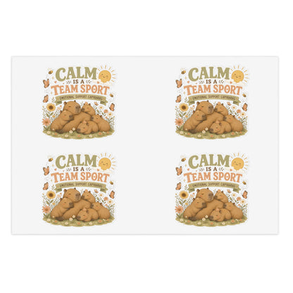 Calm Is A Team Sport Capybara Sticker Sheets | Cute Animal Calm Quote