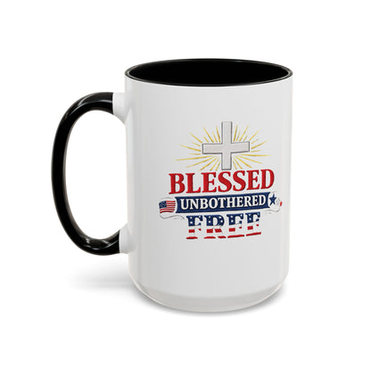 Blessed Unbothered Free, Coffee Mug | Accent Coffee Mug