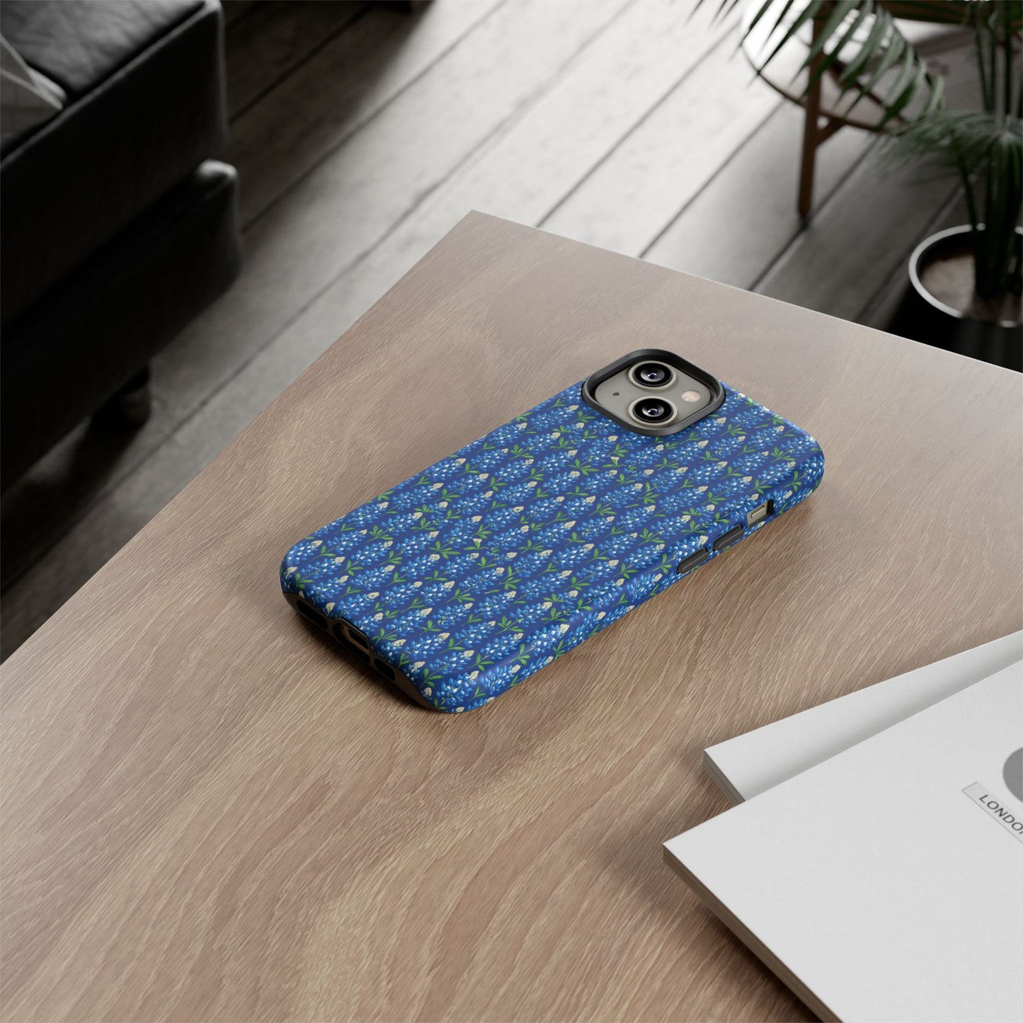 Phone Case, Texas Bluebonnet Tough Case, Navy Floral Phone Cover, Protective iPhone Case, Samsung Galaxy Case, Texas Wildflower Gift