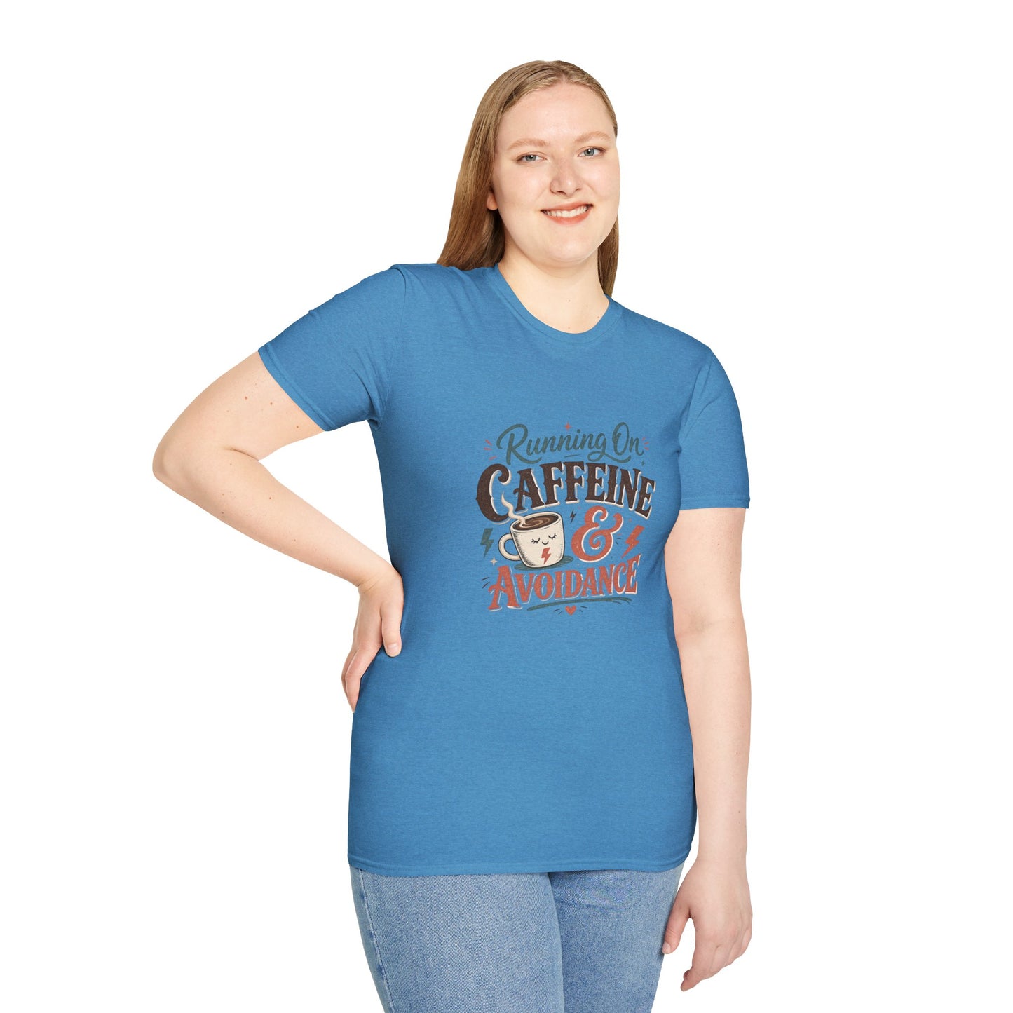 Running On Caffeine & Avoidance T-Shirt | Funny Coffee Quote Tee