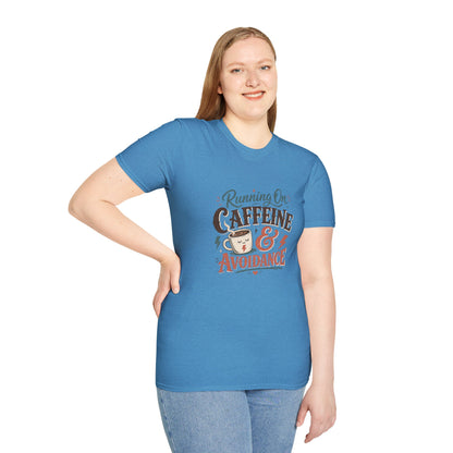 Running On Caffeine & Avoidance T-Shirt | Funny Coffee Quote Tee