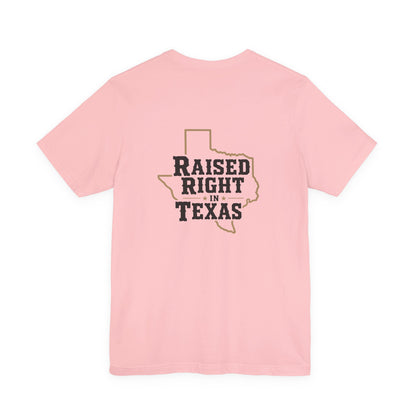 Raised Right in Texas T-Shirt | Texas Outline, Typographic Western Design