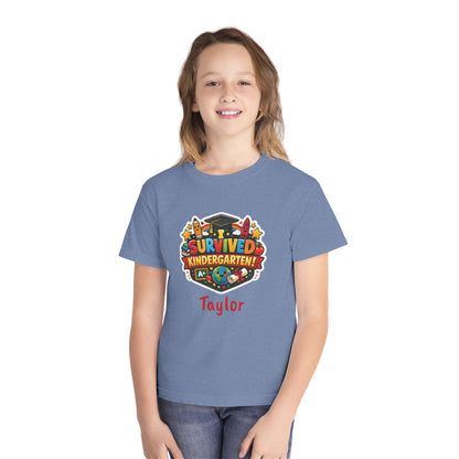 I Survived Kindergarten T-shirt | Kids Graduation Tee, Personalized Name Option