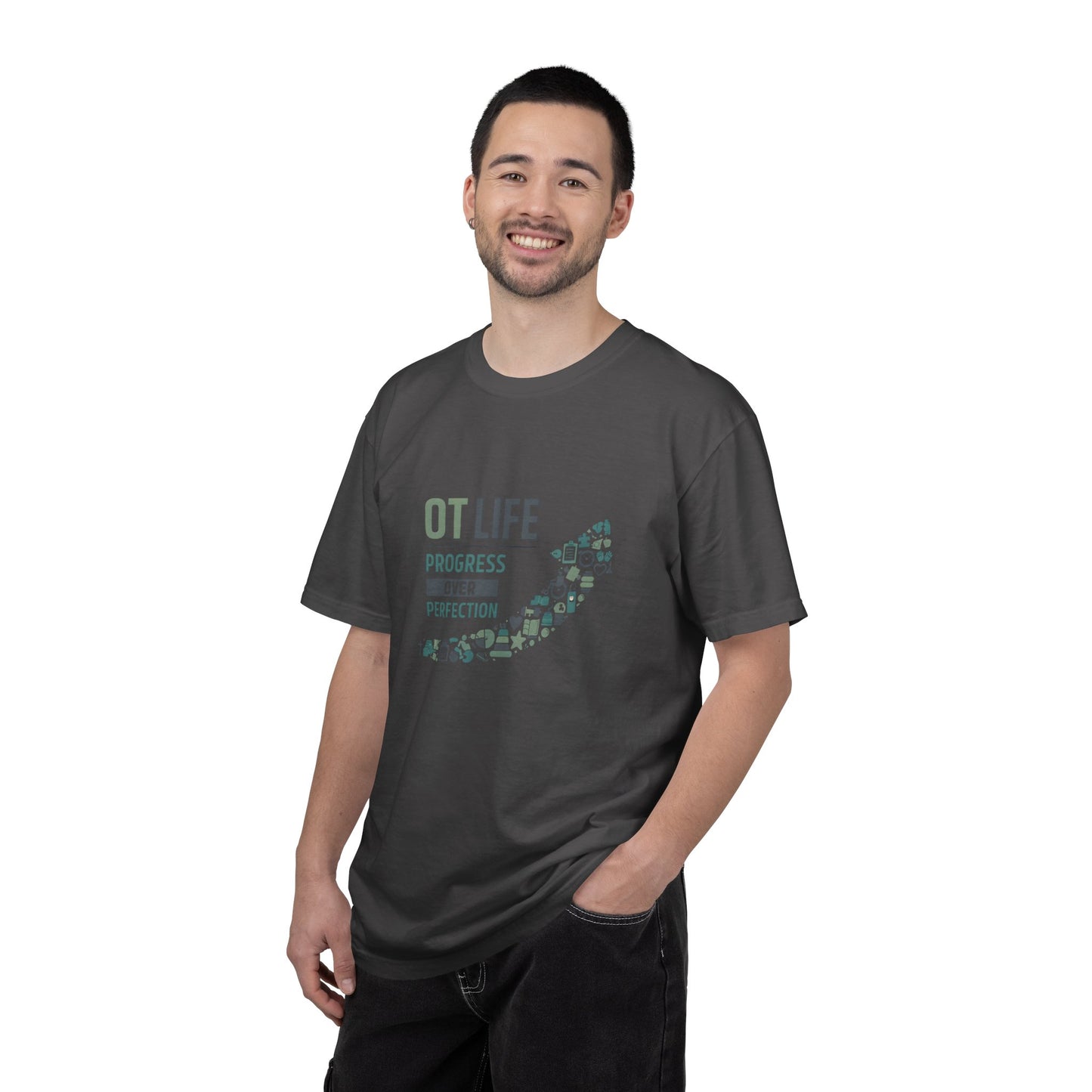 OT Life Progress Over Perfection T-Shirt | Occupational Therapy Arrow Design