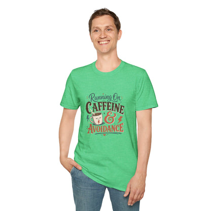 Running On Caffeine & Avoidance T-Shirt | Funny Coffee Quote Tee