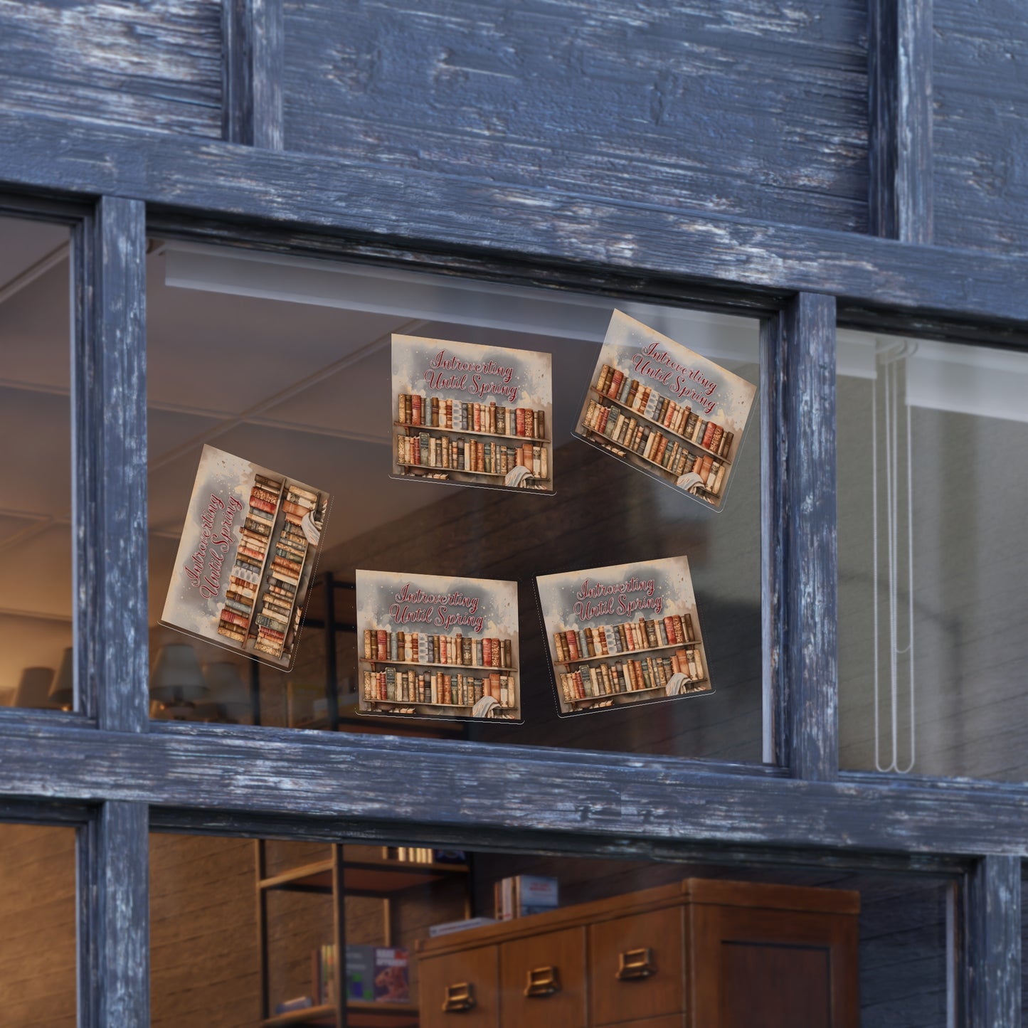 Introverting Until Spring Sticker Sheet | Vintage Bookshelf Booklover Sticker