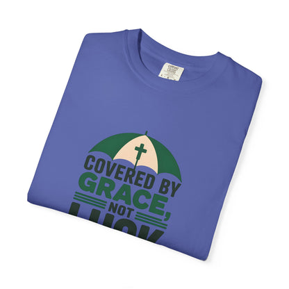 Covered by Grace Not Luck T-Shirt | Christian faith tee, cross graphic