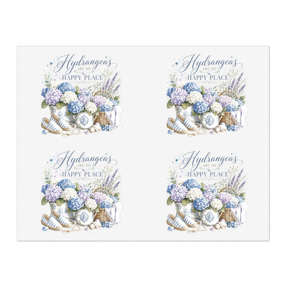 Hydrangeas Happy Place Sticker Sheet | Floral Hydrangea Decorative Stickers