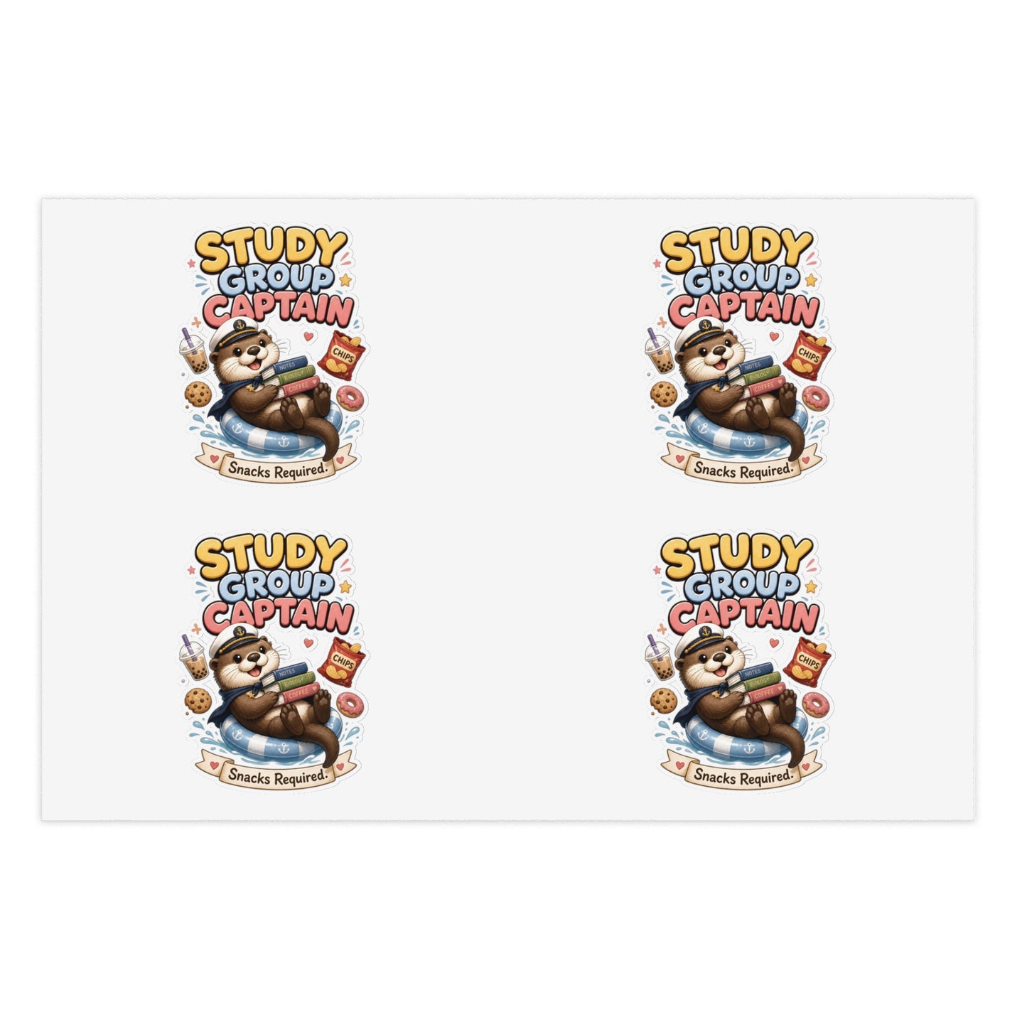 Study Group Captain Otter Sticker | Otter with Snacks Kiss-Cut Sticker