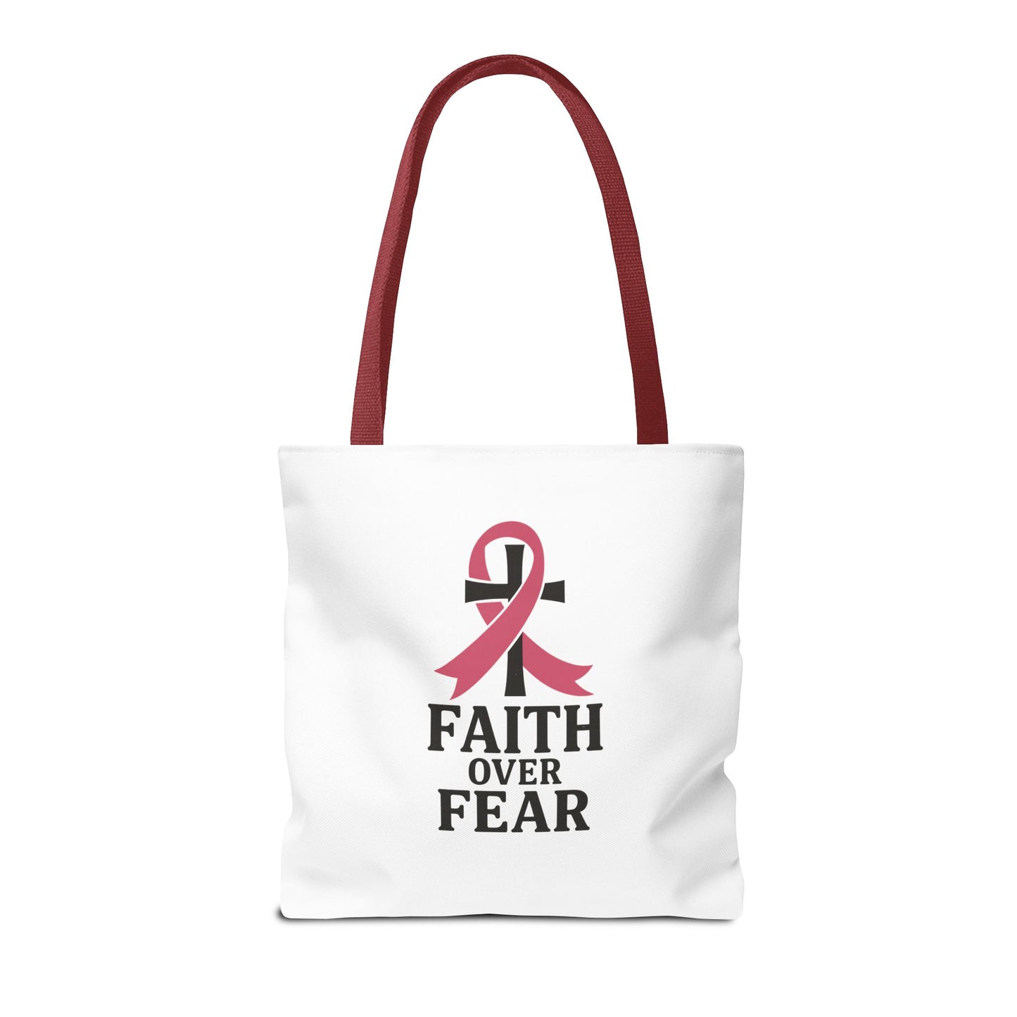 Faith Over Fear Tote Bag, Inspirational Gift for Cancer Awareness, Motivational Tote, Breast Cancer Support, Daily Use Bag