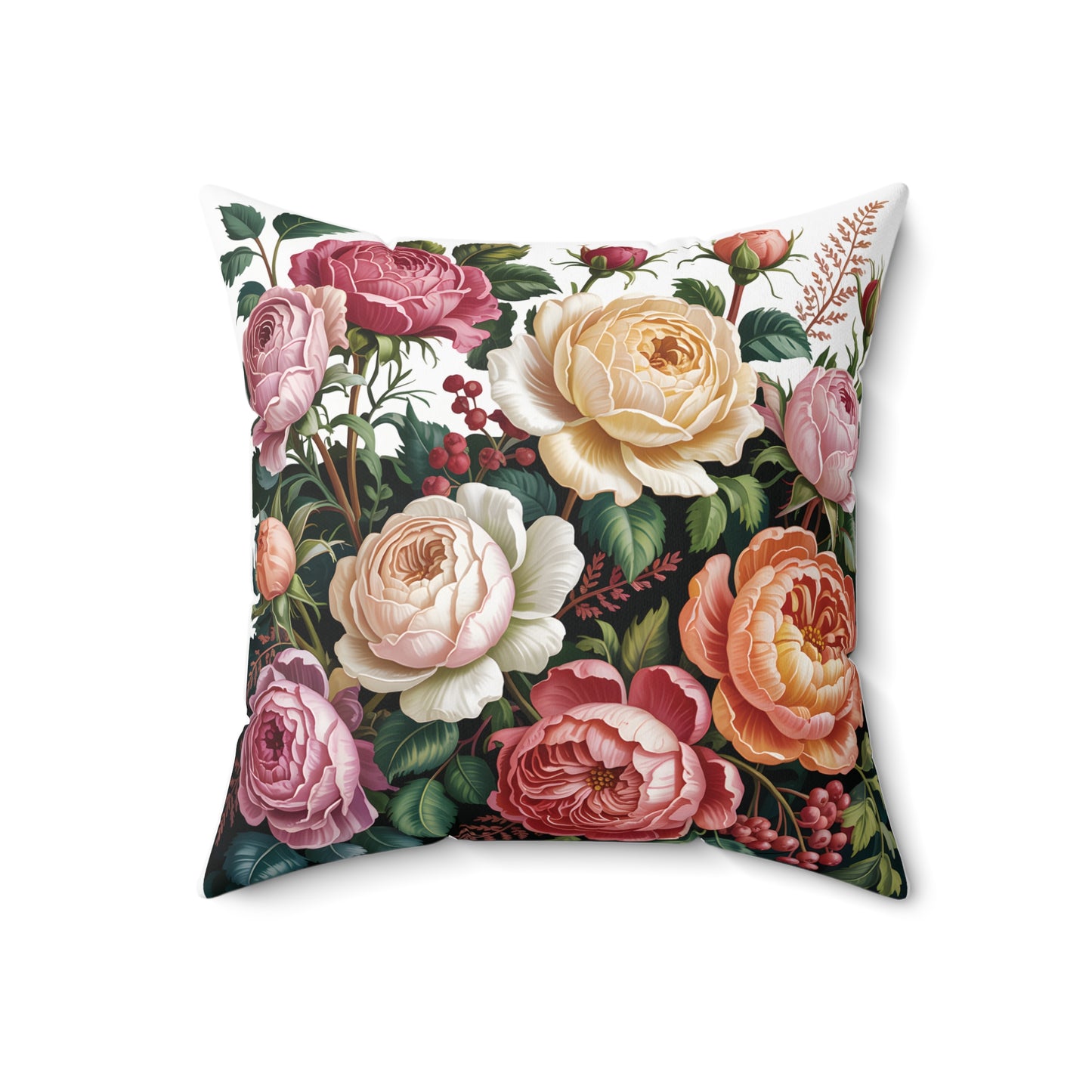 Vintage Rose Bouquet Pillow | Floral Throw Pillow
