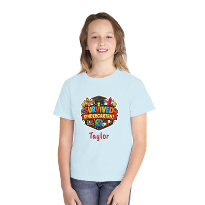 I Survived Kindergarten T-shirt | Kids Graduation Tee, Personalized Name Option