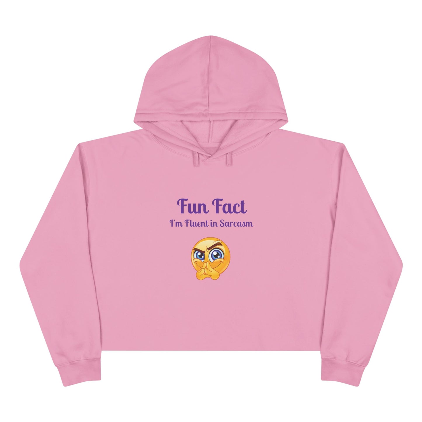 Sarcasm Crop Hoodie - Fun Fact I'm Fluent in Sarcasm, Funny Gift for Friends, Trendy Apparel, Casual Wear, Unique Hoodie