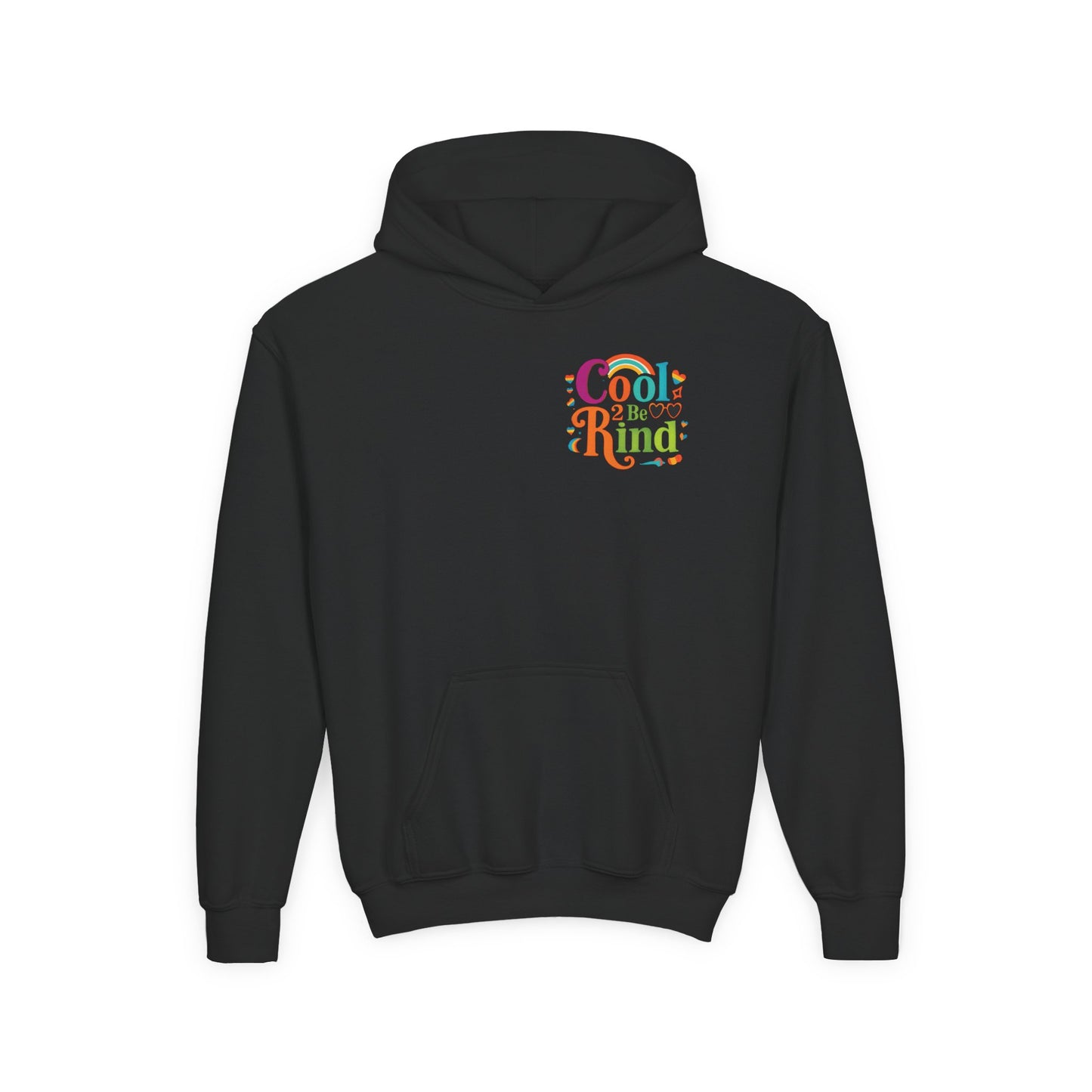 Cool 2 Be Kind Hoodie | Youth Hooded Sweatshirt, Colorful Rainbow Kindness Design