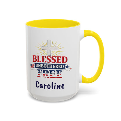 Blessed Unbothered Free, Coffee Mug | Accent Coffee Mug