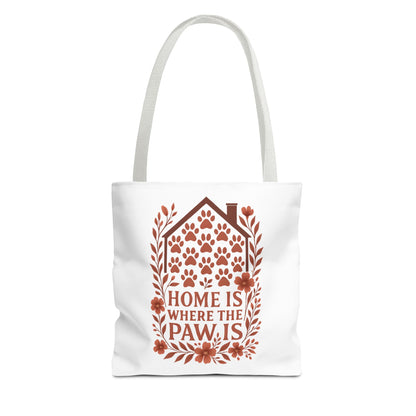 Home is Where the Paw Is Tote Bag | Pet Lover Gift, Floral Design, Animal Lover Accessory, Eco-Friendly Shopping Bag, Dog Mom Tote