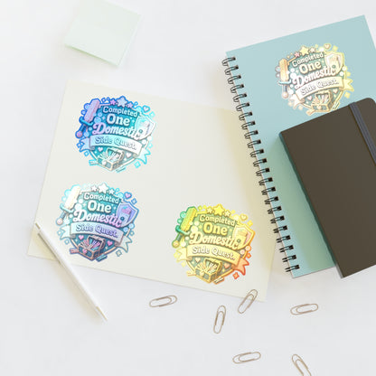 Completed One Domestic Side Quest Sticker Sheet | Cute Achievement Badge Stickers