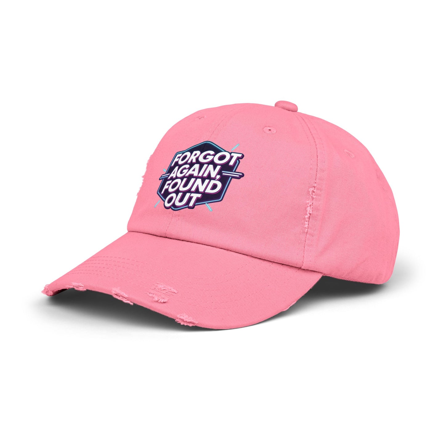 Unisex Distressed Cap with 'Forgot Again, Found Out' Design | Trendy Casual Hat | Gift for Friends | Summer Accessory | Everyday Wear