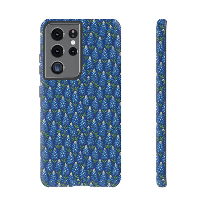 Phone Case, Texas Bluebonnet Tough Case, Navy Floral Phone Cover, Protective iPhone Case, Samsung Galaxy Case, Texas Wildflower Gift