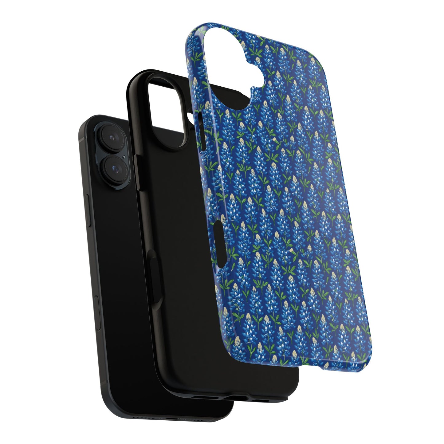 Phone Case, Texas Bluebonnet Tough Case, Navy Floral Phone Cover, Protective iPhone Case, Samsung Galaxy Case, Texas Wildflower Gift