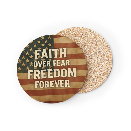 Patriotic Coasters with Inspirational Quotes | Faith Over Fear | Perfect for Home Decor, Gifts, Holidays, USA Celebrations, Barbecues