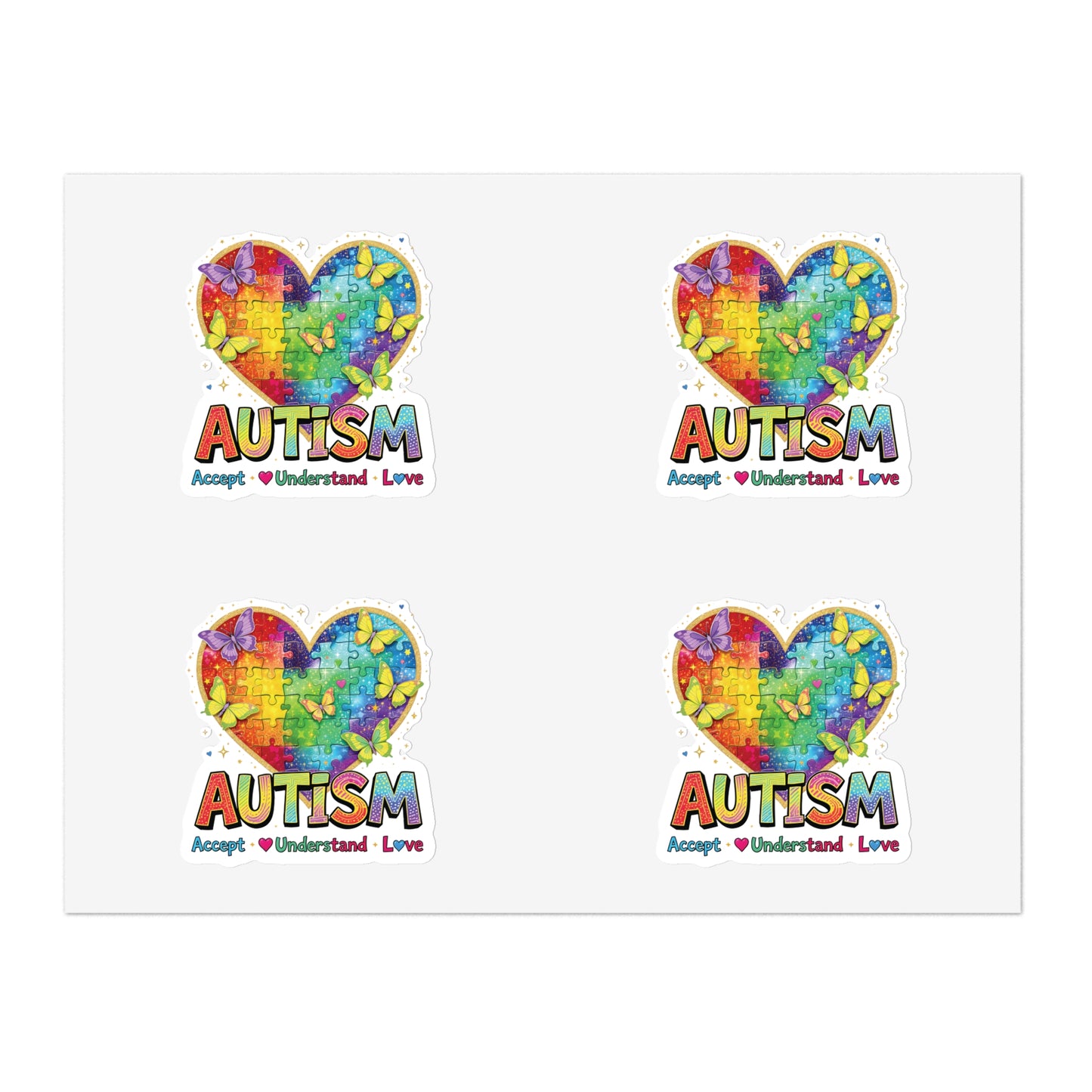 Autism Puzzle Heart Sticker Sheet Bundle, Sticker