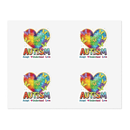 Autism Puzzle Heart Sticker Sheet Bundle, Sticker