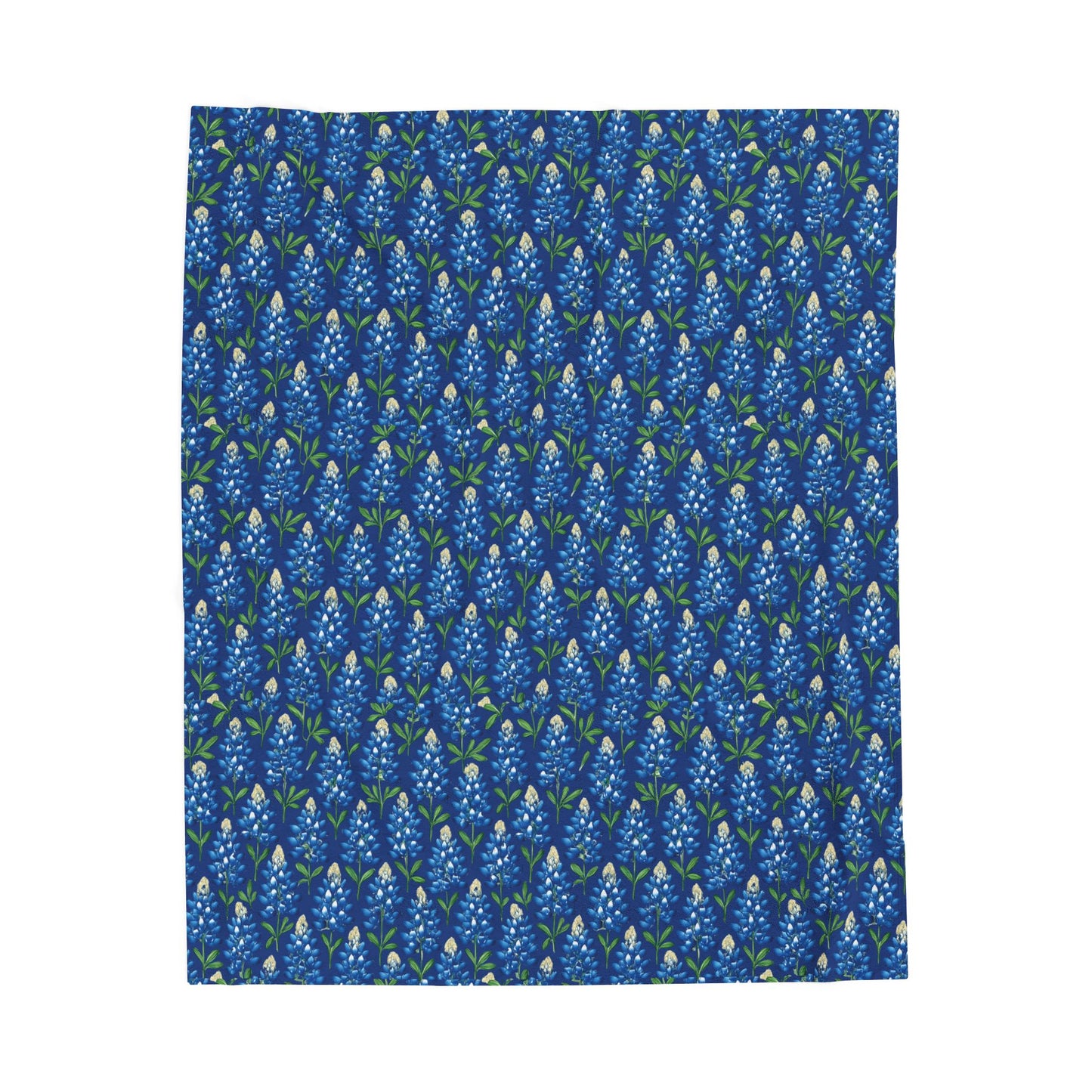 Velveteen Plush Blanket - Texas Bluebonnet Navy Blanket, Warm Cozy Throw, Home Decor Accent, Gift for Her, Floral Pattern Bedding, Soft Sofa