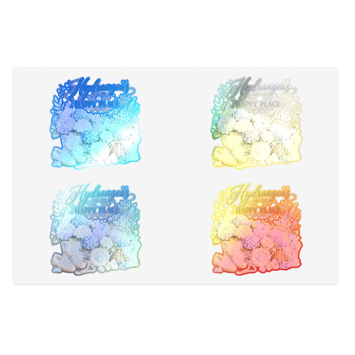 Hydrangeas Happy Place Sticker Sheet | Floral Hydrangea Decorative Stickers