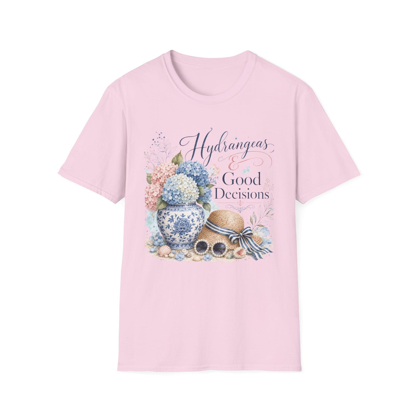 Hydrangeas & Good Decisions T-Shirt | Floral Hydrangea Design
