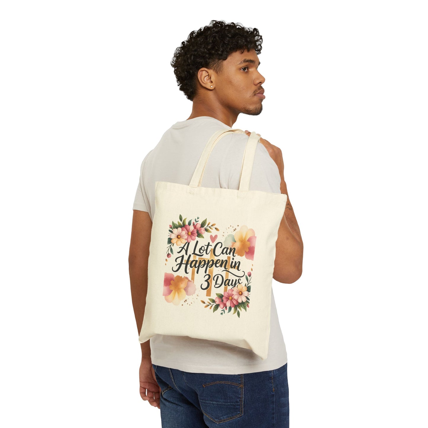 A Lot Can Happen in 3 Days Easter Faith Tote Bag | Floral Personalized Canvas Tote