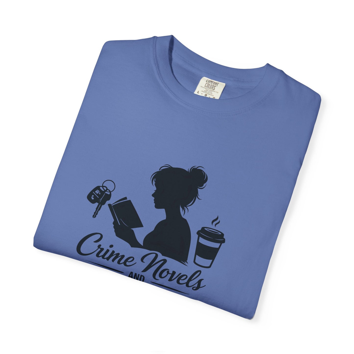 Crime Novels and Carpool Lines T-shirt | Reading Mom Silhouette, Coffee Graphic