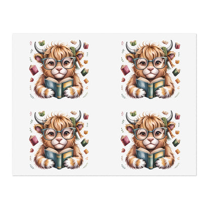 Reading Highland Cow Sticker Sheet | Cute Bookish Stickers
