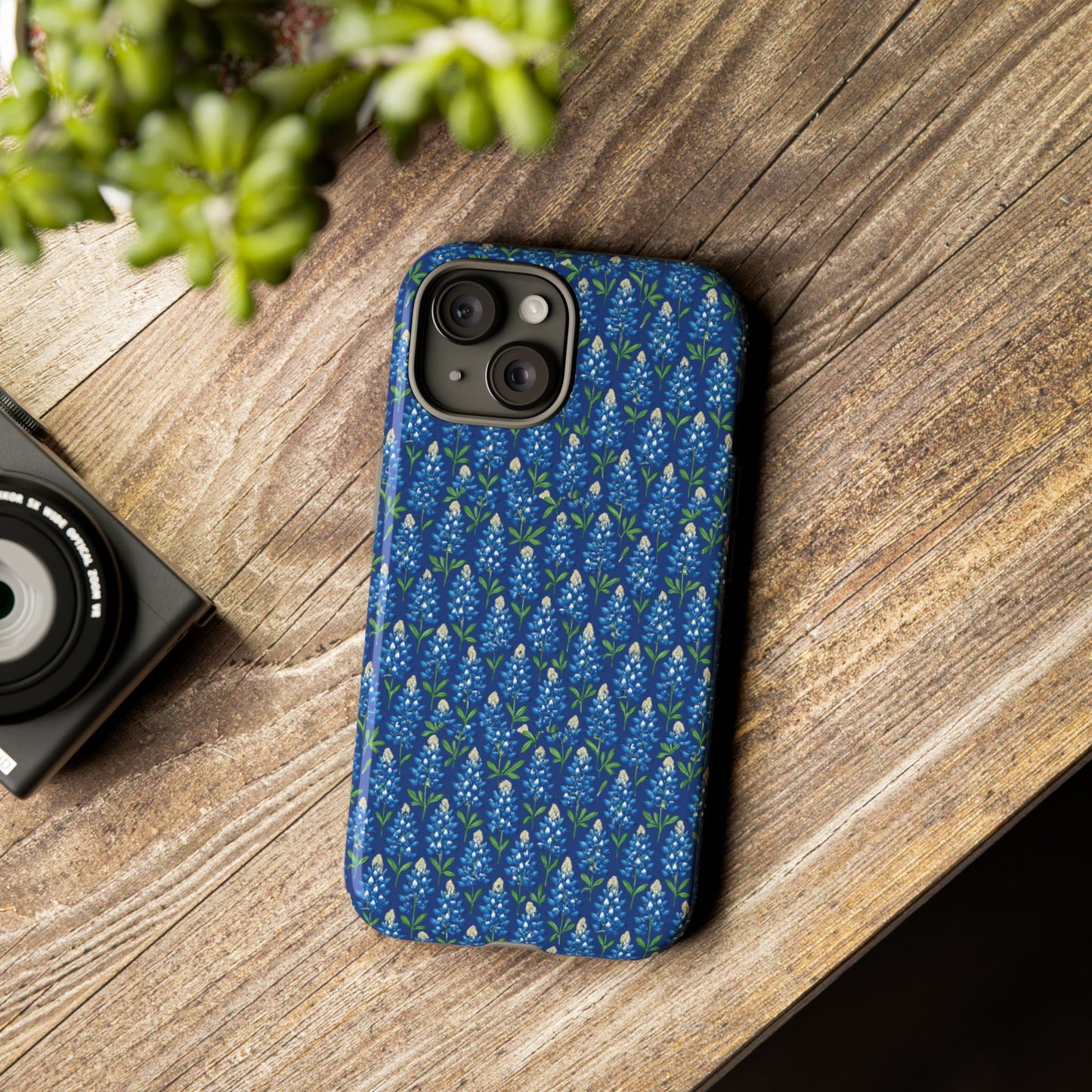 Phone Case, Texas Bluebonnet Tough Case, Navy Floral Phone Cover, Protective iPhone Case, Samsung Galaxy Case, Texas Wildflower Gift