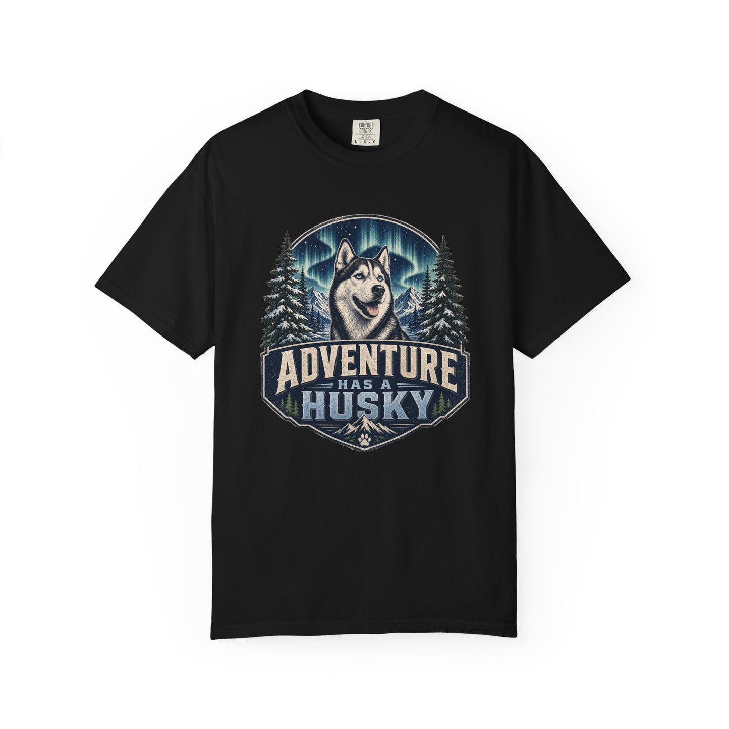 Adventure Has a Husky T-shirt | Husky Dog Graphic, Northern Lights, Outdoors