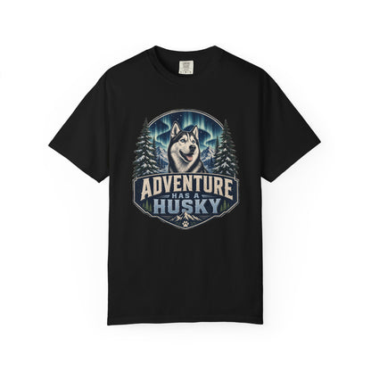 Adventure Has a Husky T-shirt | Husky Dog Graphic, Northern Lights, Outdoors