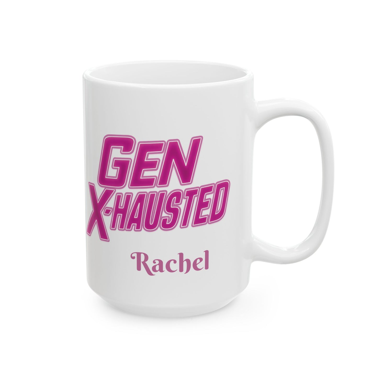 Humorous Gen X-Hausted Ceramic Mug, Personalized Coffee Cup, Custom Tea Mug Gift, Funny Quote Drinkware, Office Gift Ideas