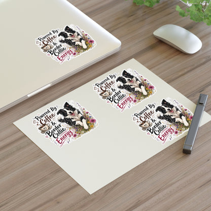 Powered by Coffee & Border Collie Energy Sticker Sheet | Dog Lover Planner Stickers