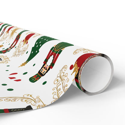 Nutcracker Pattern Wrapping Paper | Christmas Holiday Gift Wrap Roll
